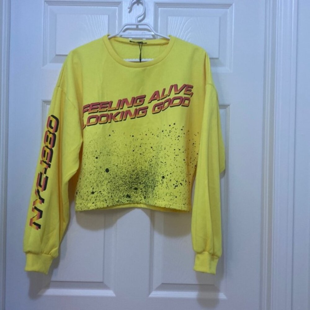 Yellow crop top sweater